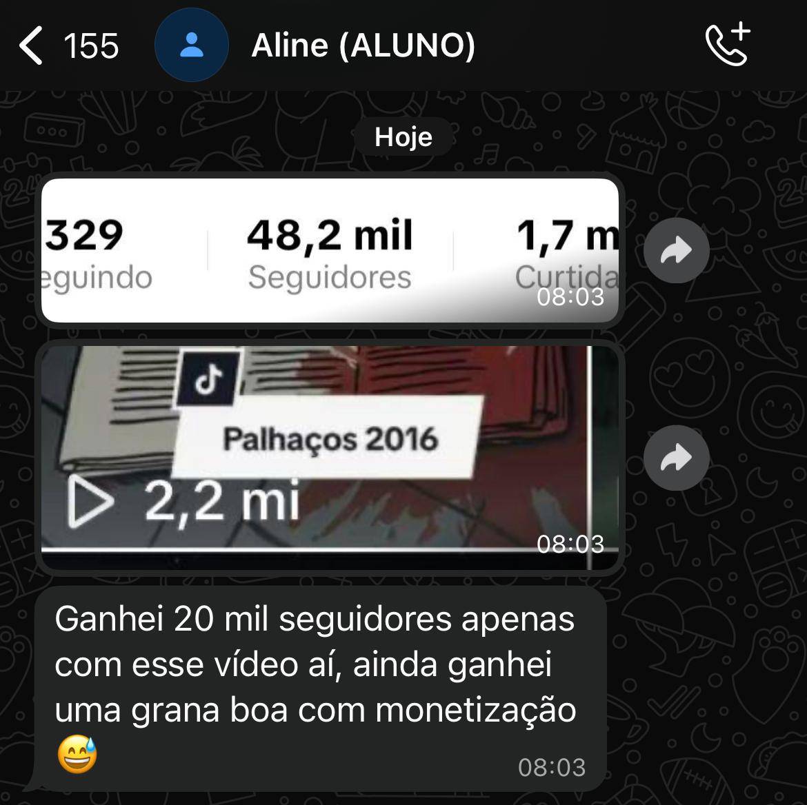 Prova social de Aline C.
